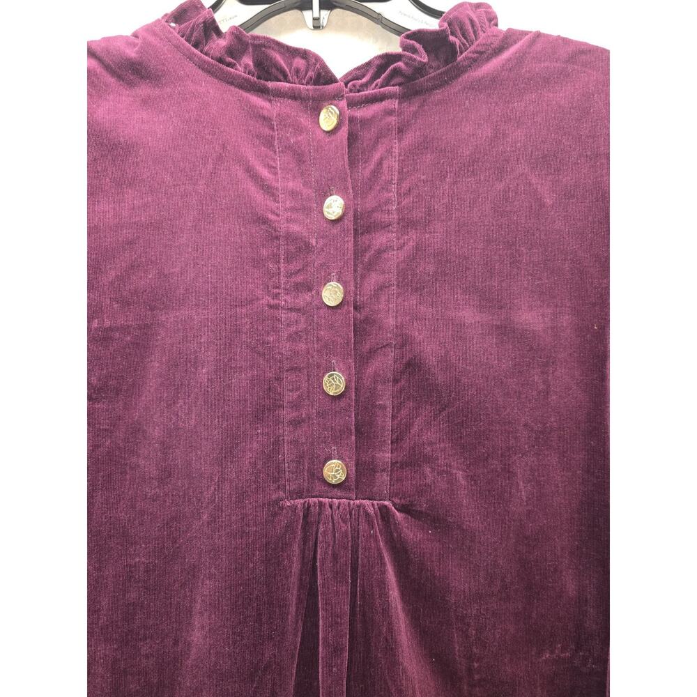 Draper James RSVP-Long Sleeve Ruffle Aubergine Corduroy A-Line Dress Size XXL - Picture 2 of 9